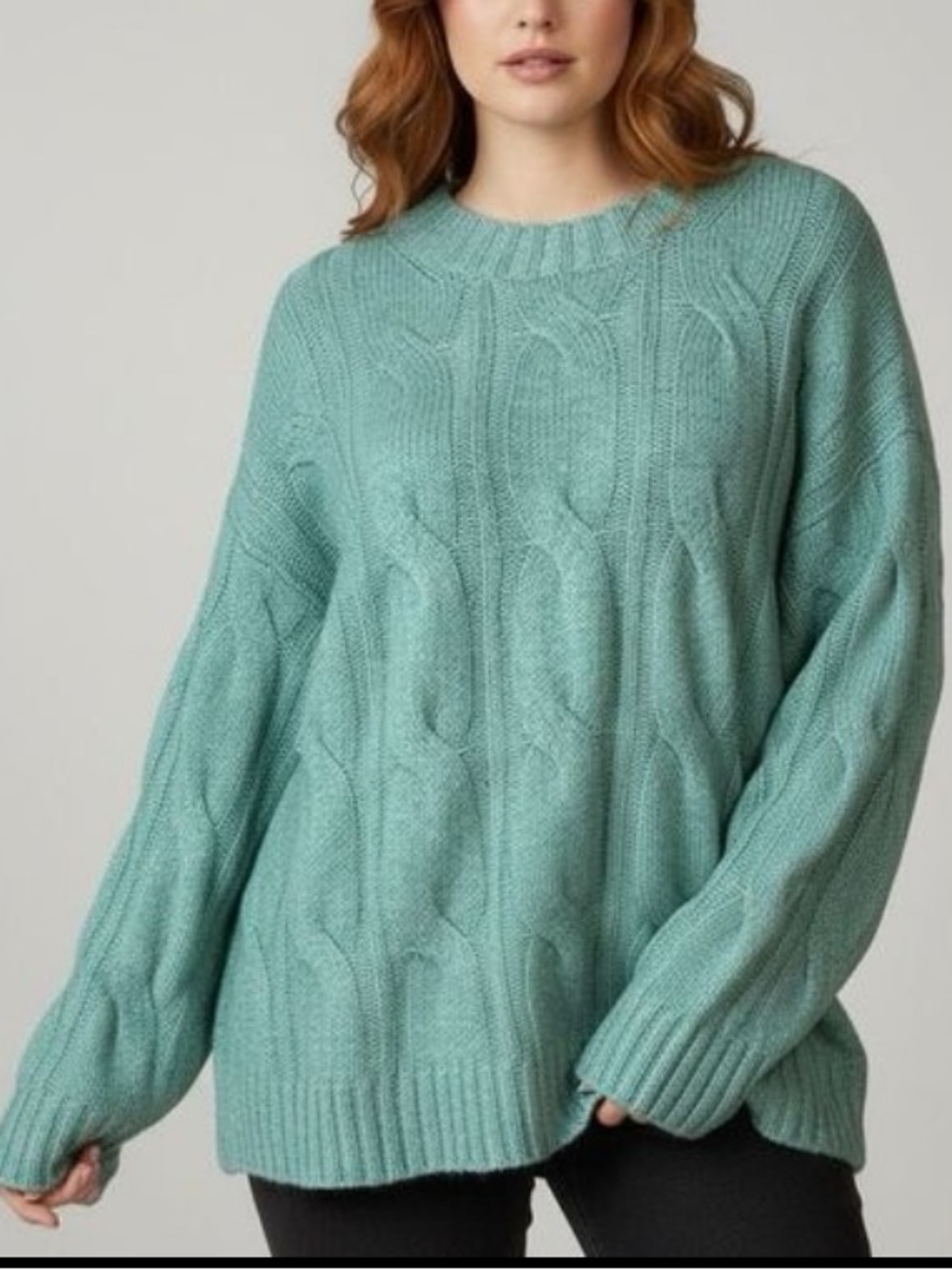 NEW American Eagle Outfitters Comfy Cable Knit Crewneck Sweater - green size XL